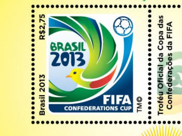 O Sabiá-laranjeira é estampada em selo Especial Copa das Confederações da FIFA Brasil 2013